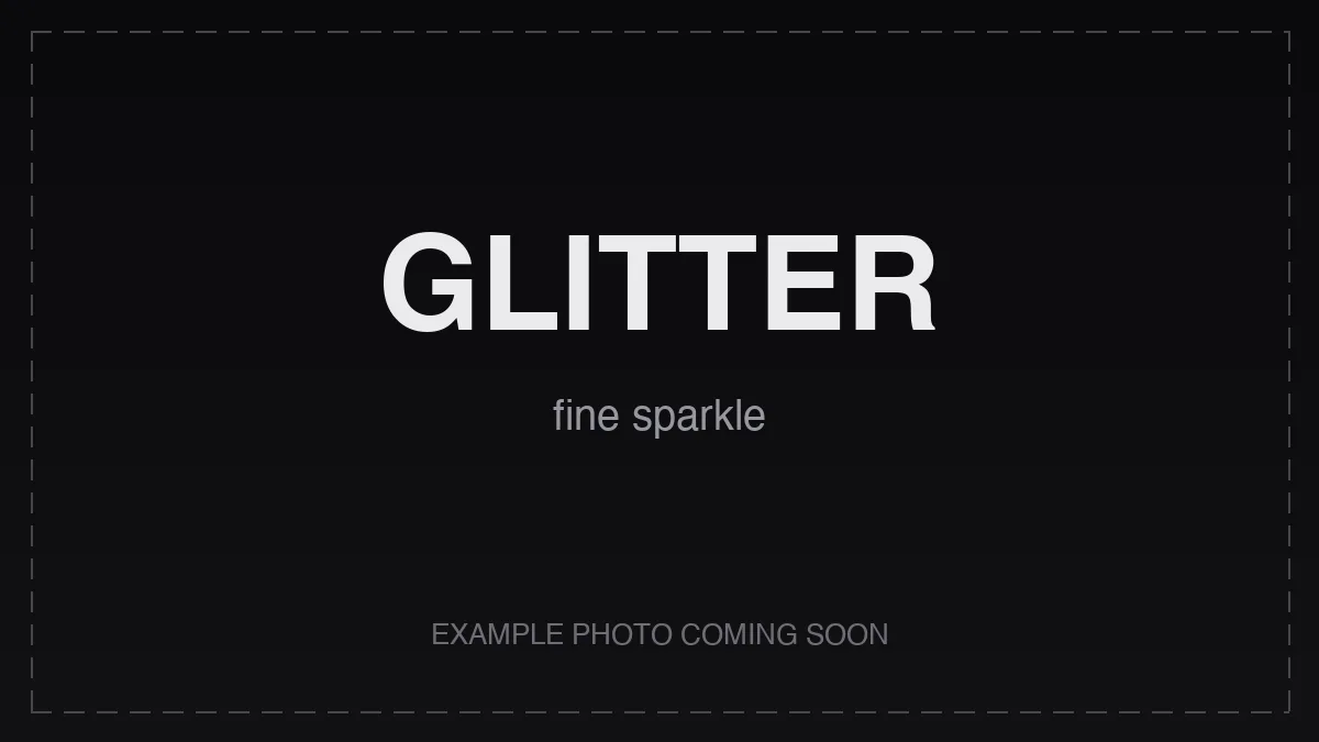 Glitter finishing — fine sparkle embedded across the surface of the printed background.