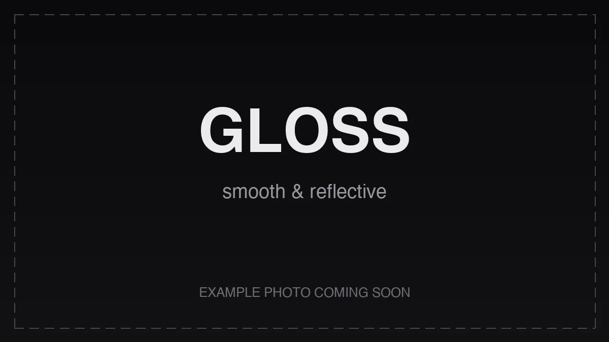 Gloss finishing — a smooth, reflective surface that keeps colors deep and punchy.